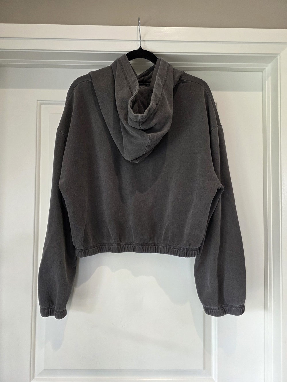 Harlow Washed Charcoal Cropped Hoodie - Picture 2 of 3